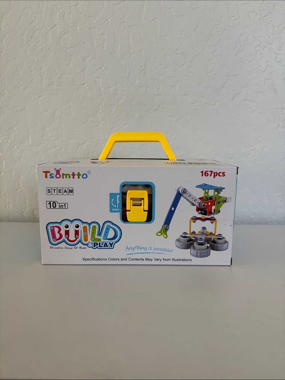 Build & Play 167-Piece Kids Construction Toy Set - Yellow